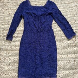 Adrianna Papell Lace 3/4 sleeve mini blue dress